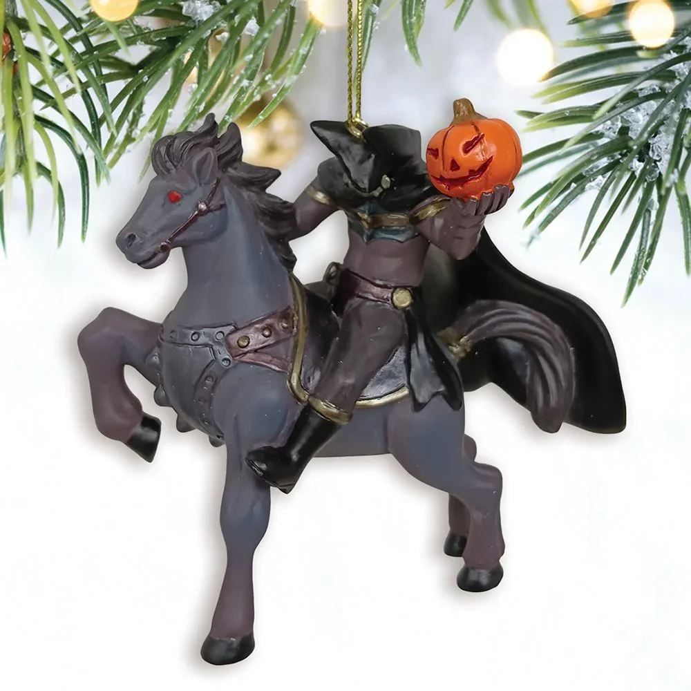Headless Horseman Spooky Halloween Ornament, Scary Christmas Tree Resin Decorat